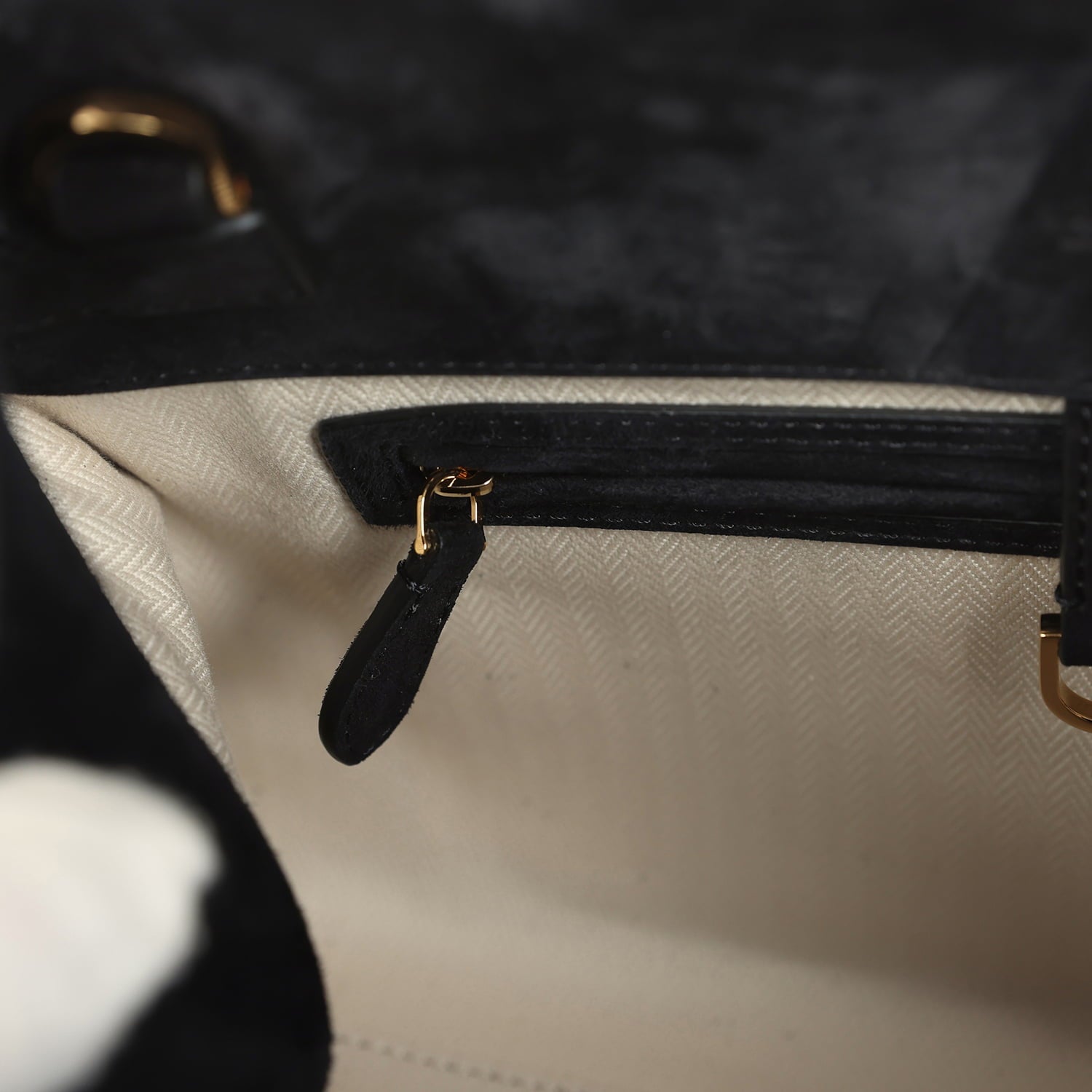The Row Soft Margaux 12 Bag Black Suede Gold Hardware