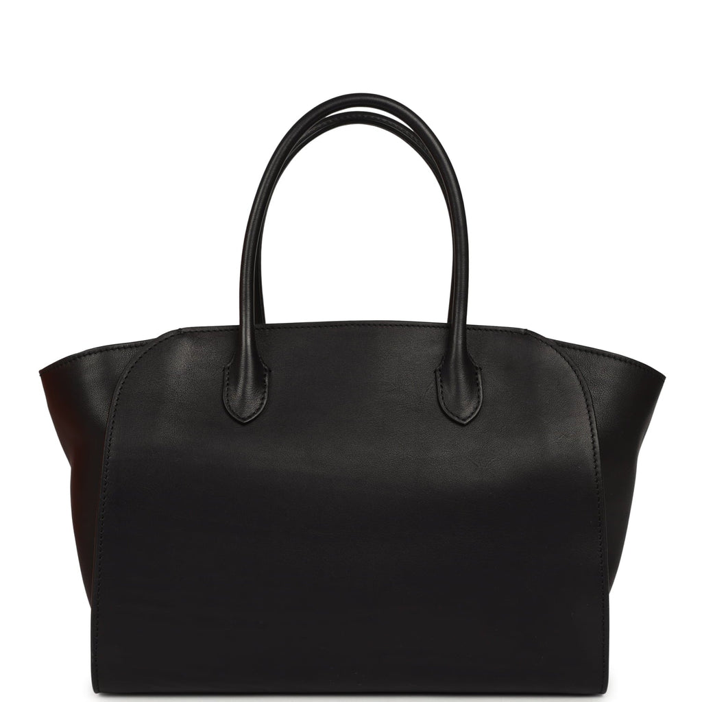The Row Marlo 12 Tote Bag Black Saddle Silver Hardware