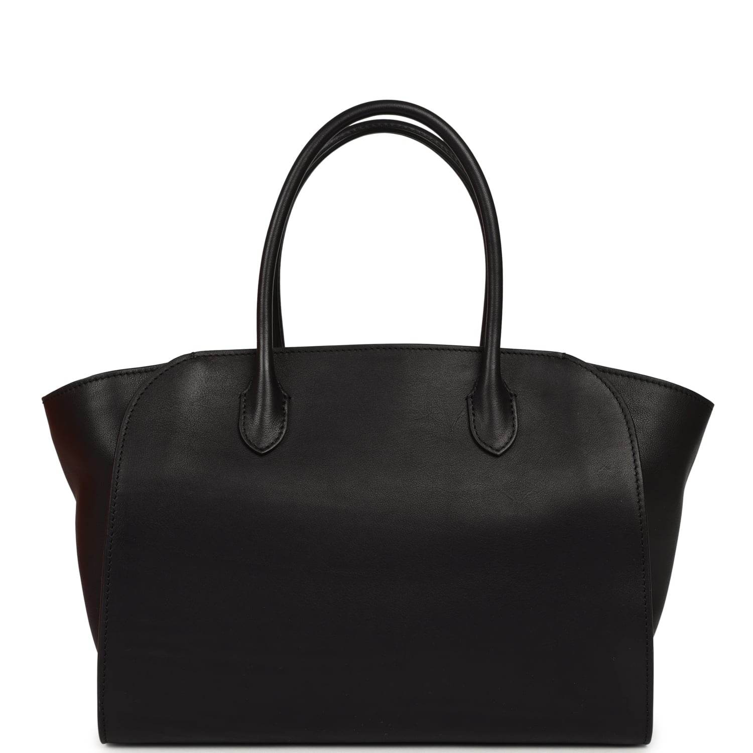 The Row Marlo 12 Tote Bag Black Saddle Silver Hardware