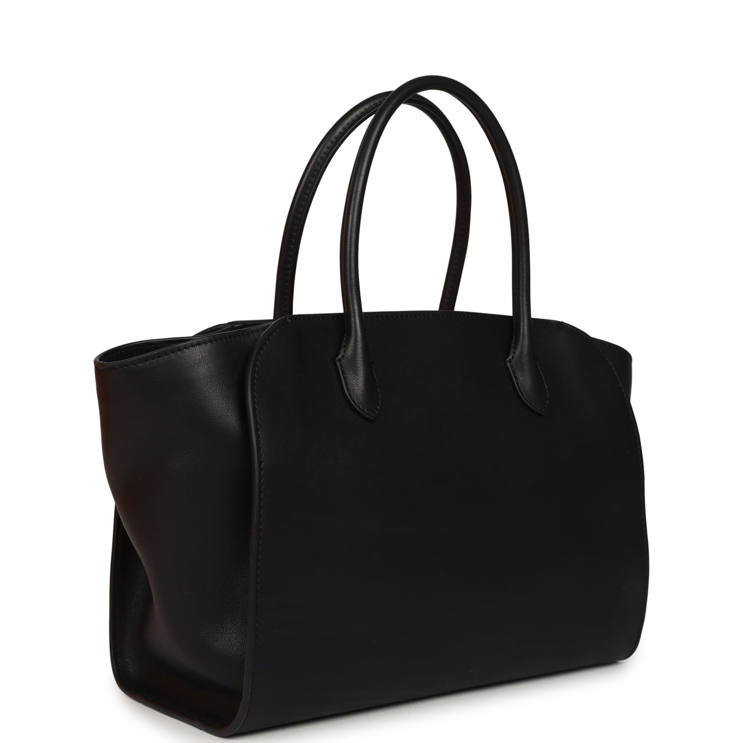 The Row Marlo 12 Tote Bag Black Saddle Silver Hardware