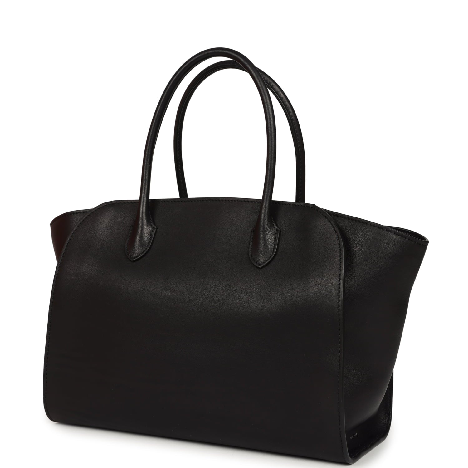 The Row Marlo 12 Tote Bag Black Saddle Silver Hardware