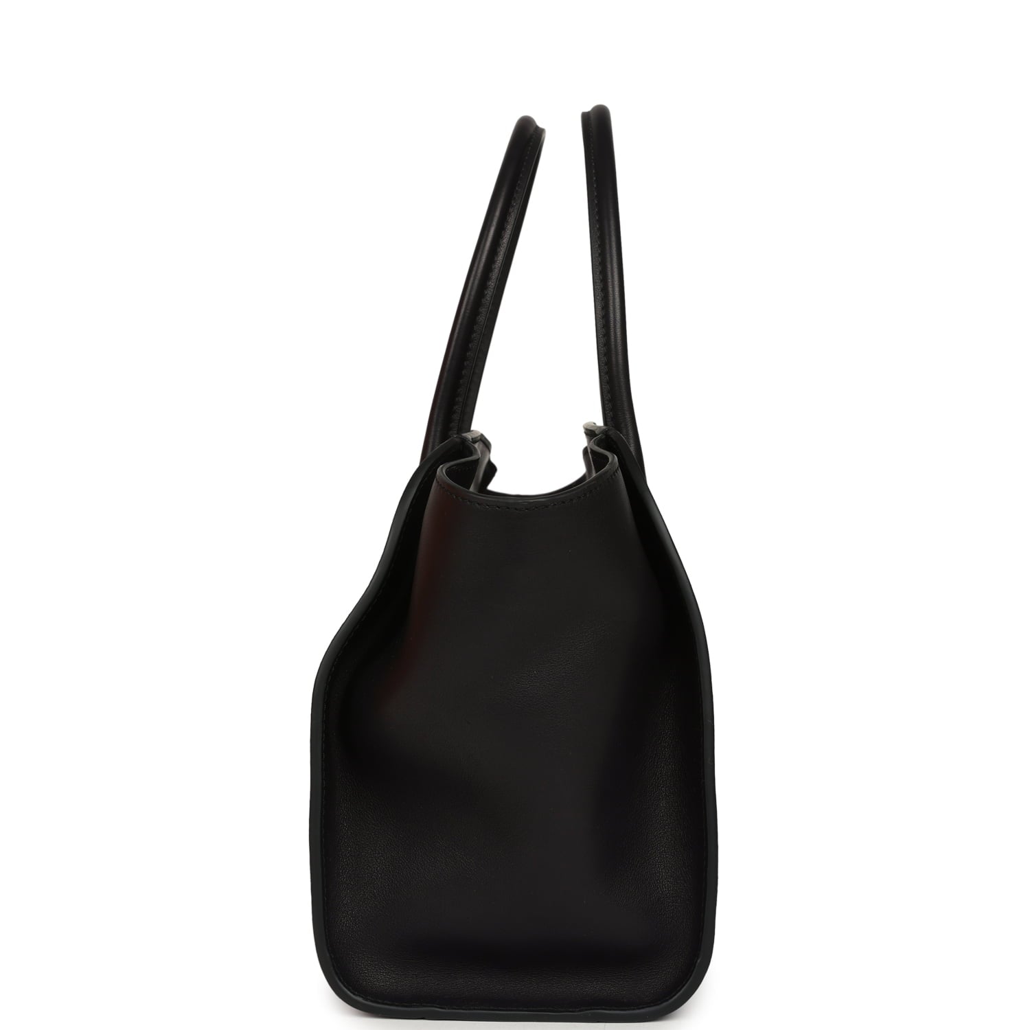The Row Marlo 12 Tote Bag Black Saddle Silver Hardware