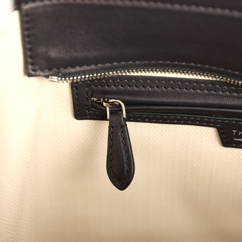 The Row Marlo 12 Tote Bag Black Saddle Silver Hardware