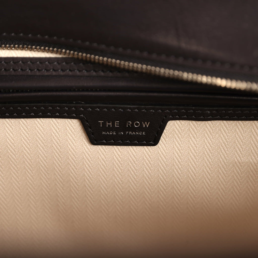 The Row Marlo 12 Tote Bag Black Saddle Silver Hardware