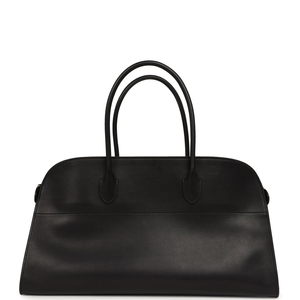 The Row East West Margaux Bag Black Saddle Leather Gold Hardware