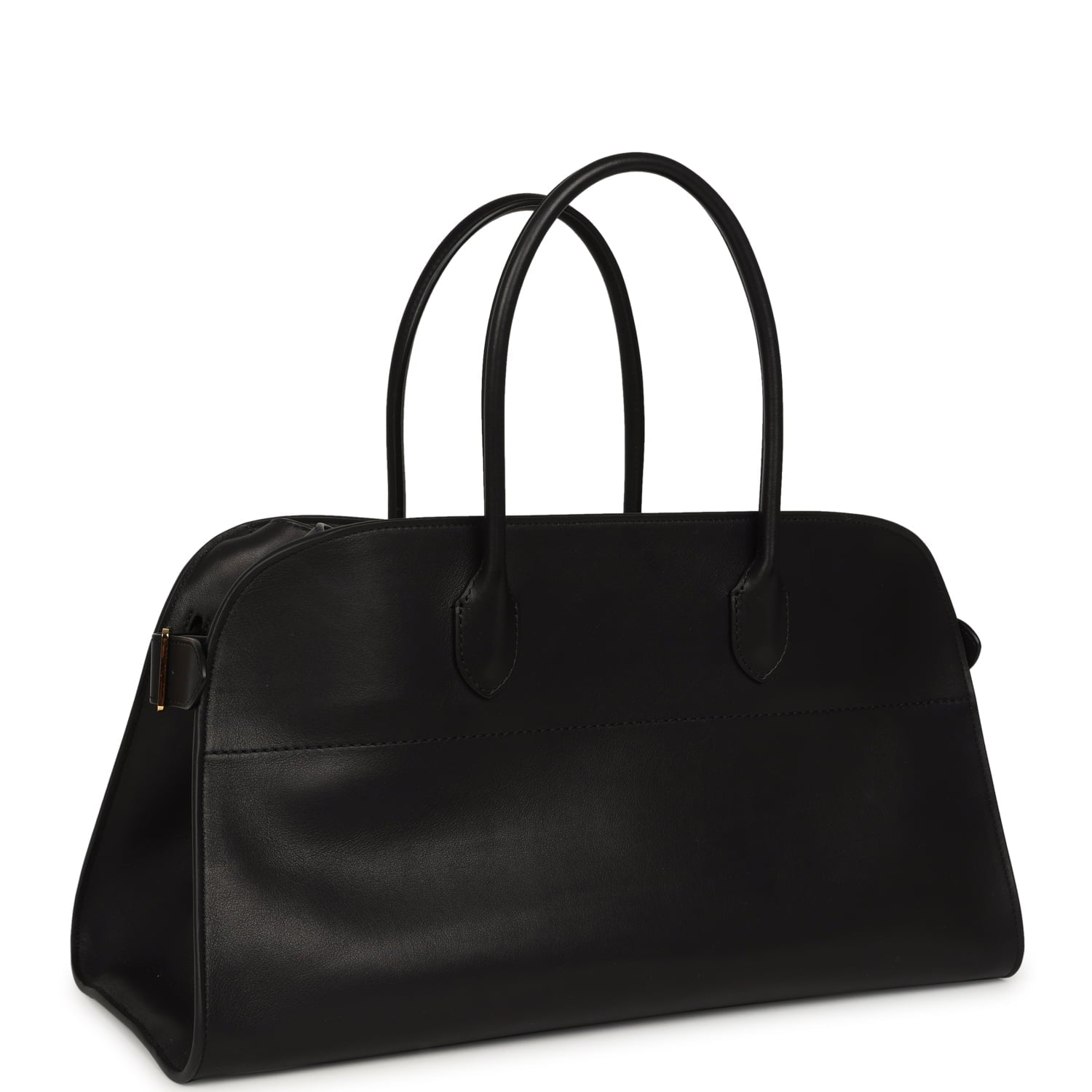 The Row East West Margaux Bag Black Saddle Leather Gold Hardware