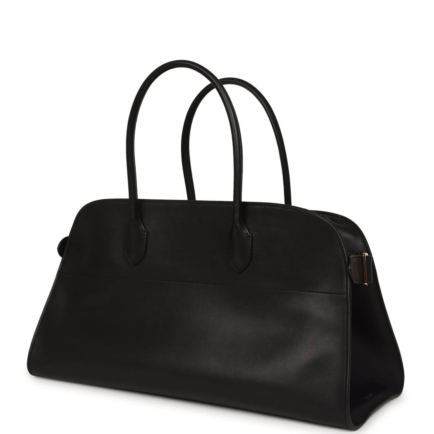 The Row East West Margaux Bag Black Saddle Leather Gold Hardware