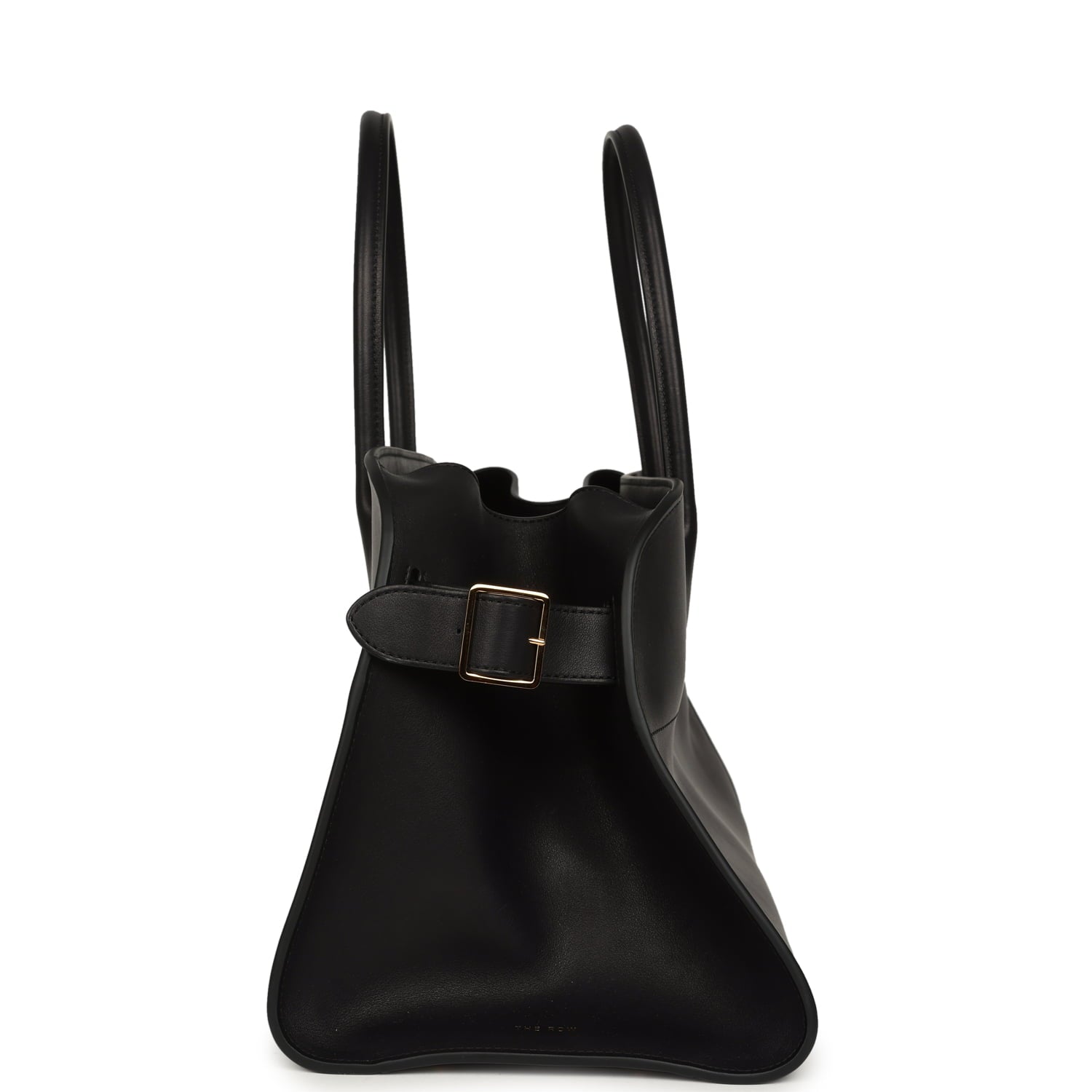 The Row East West Margaux Bag Black Saddle Leather Gold Hardware