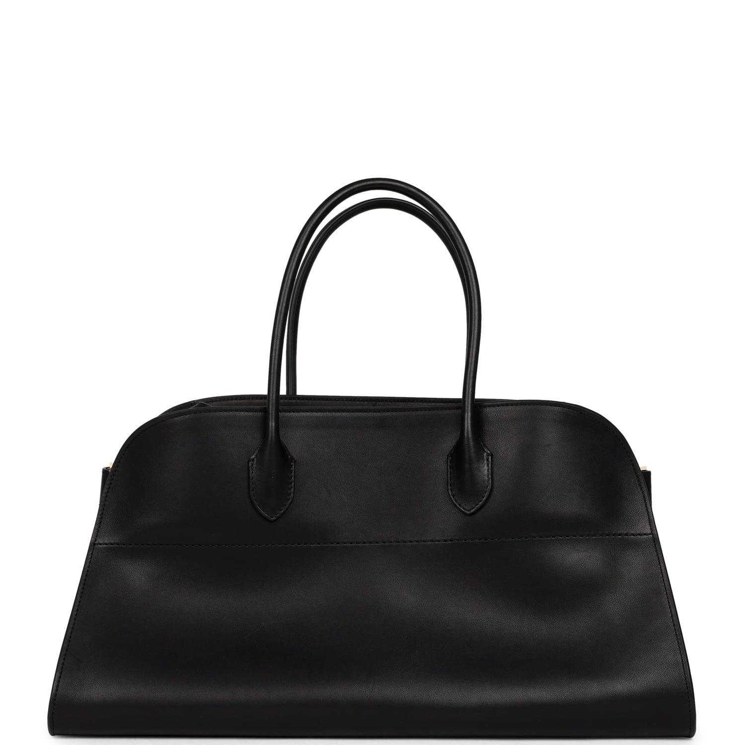 The Row East West Margaux Bag Black Saddle Leather Gold Hardware
