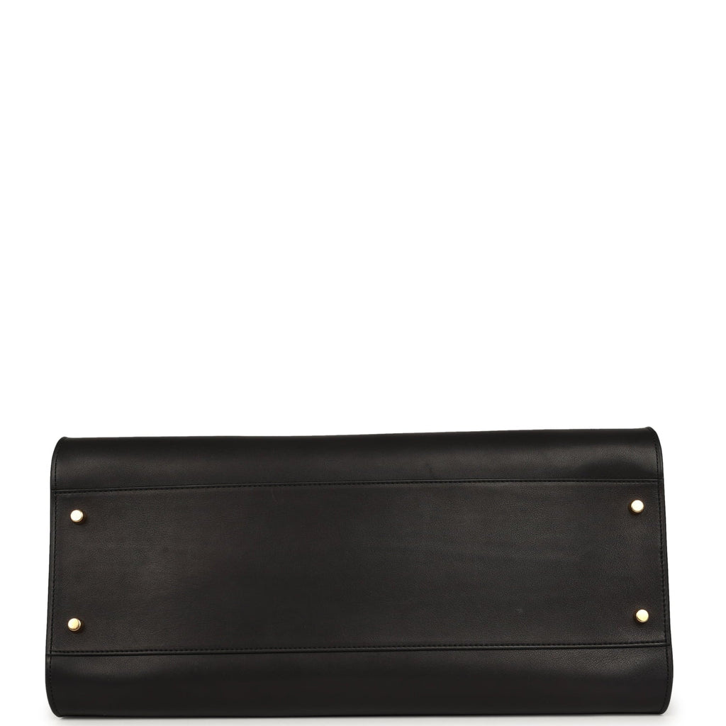 The Row East West Margaux Bag Black Saddle Leather Gold Hardware