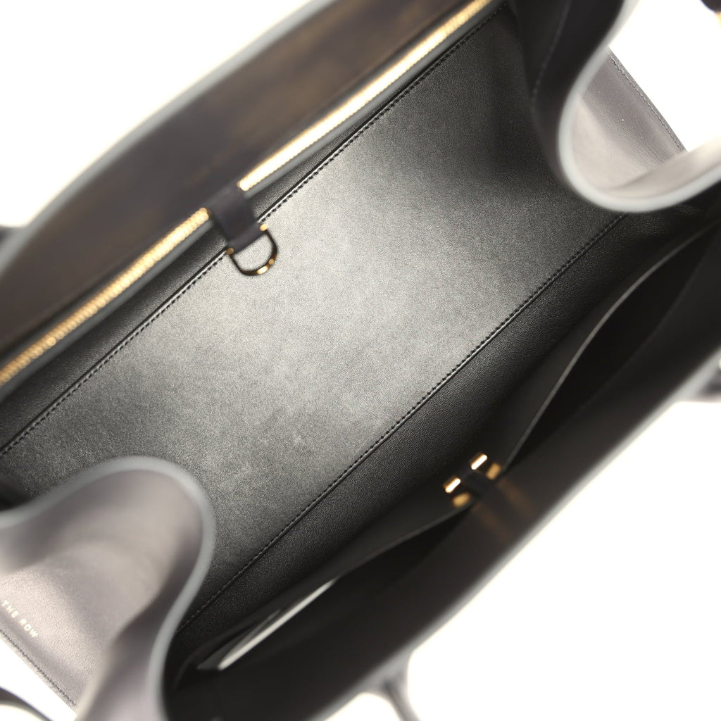The Row East West Margaux Bag Black Saddle Leather Gold Hardware