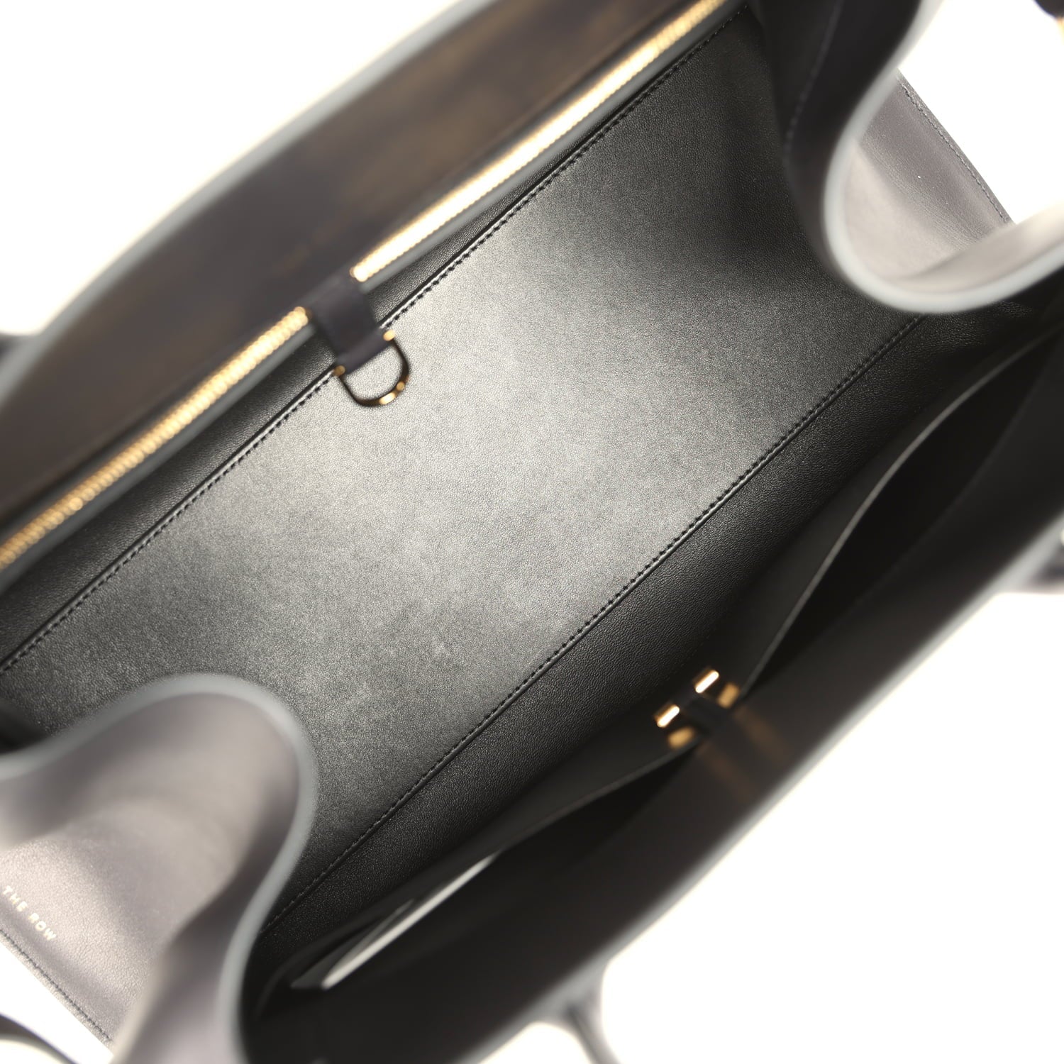 The Row East West Margaux Bag Black Saddle Leather Gold Hardware