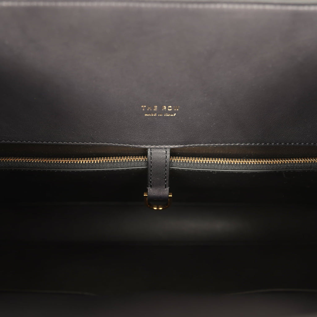 The Row East West Margaux Bag Black Saddle Leather Gold Hardware
