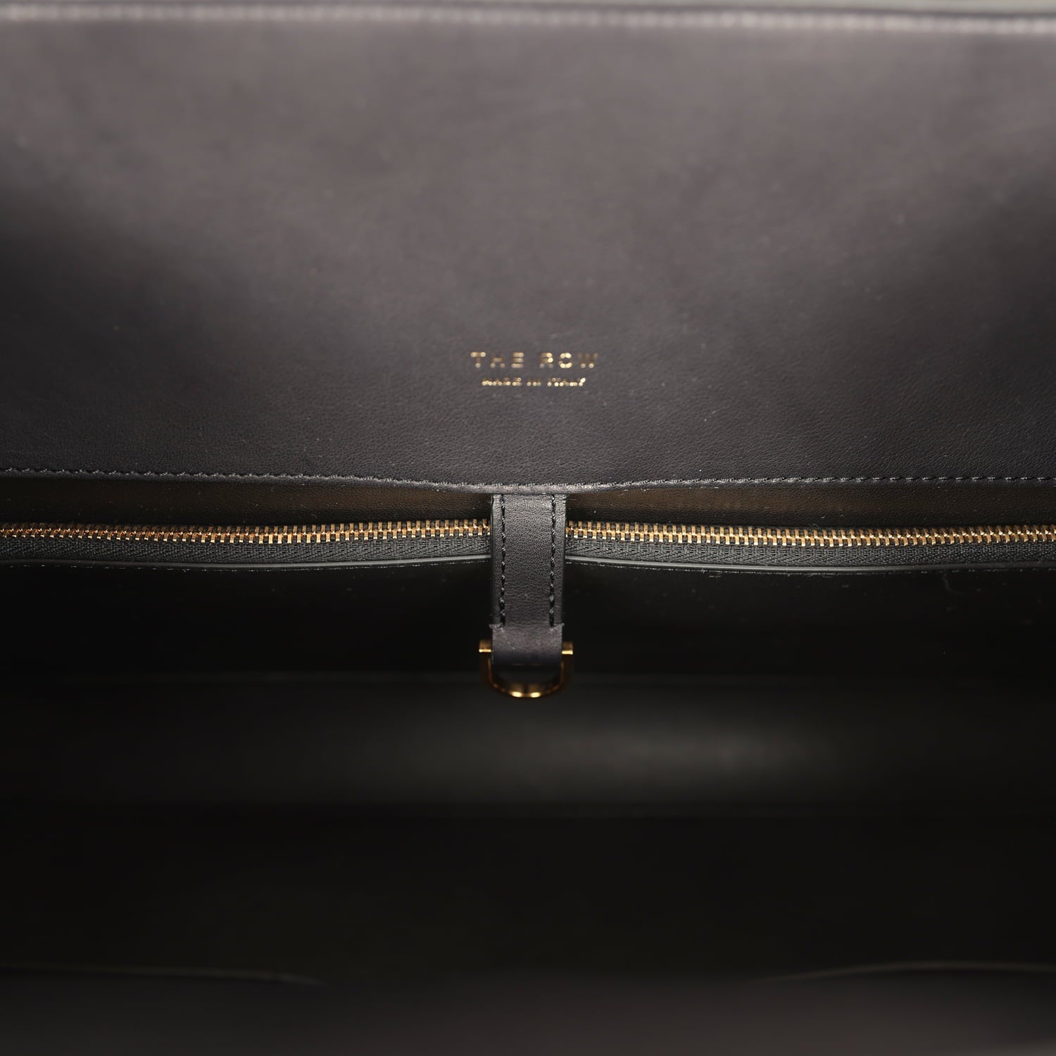 The Row East West Margaux Bag Black Saddle Leather Gold Hardware