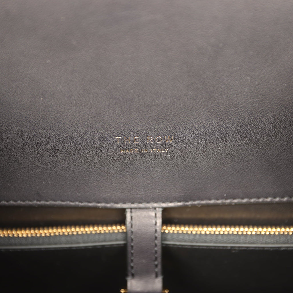 The Row East West Margaux Bag Black Saddle Leather Gold Hardware