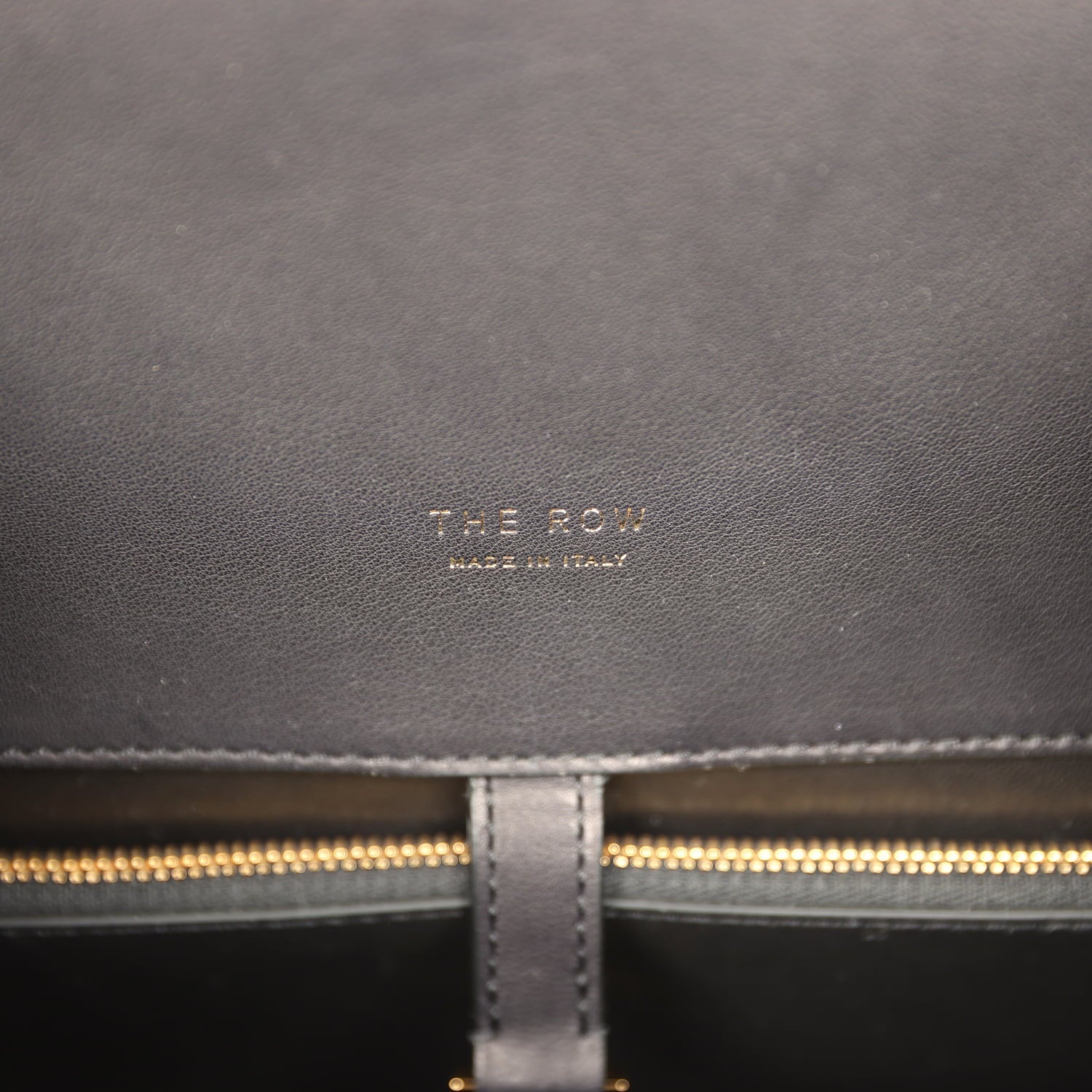 The Row East West Margaux Bag Black Saddle Leather Gold Hardware