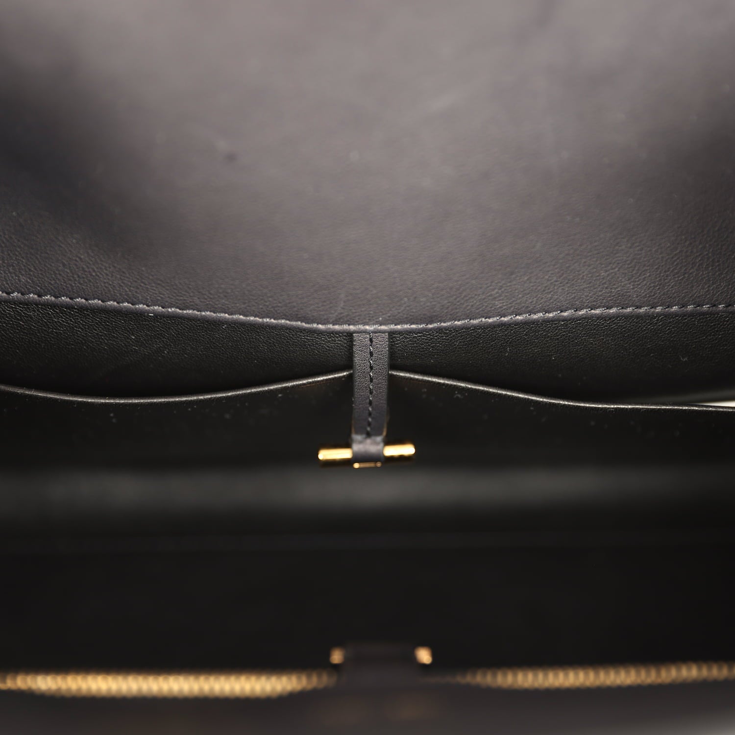 The Row East West Margaux Bag Black Saddle Leather Gold Hardware