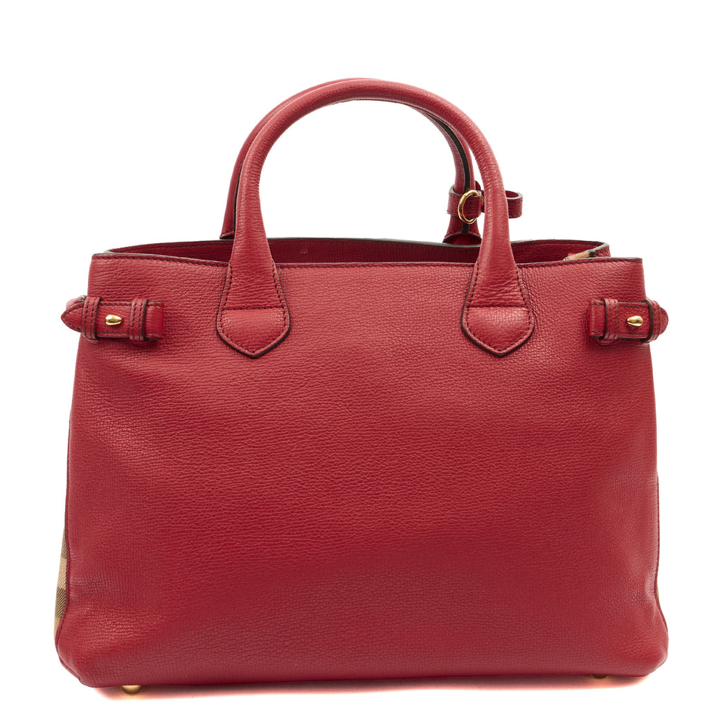 Burberry Tote Banner - Small in Red, Leather