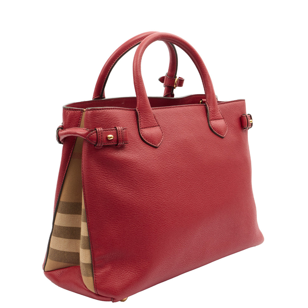 Burberry Tote Banner - Small in Red, Leather