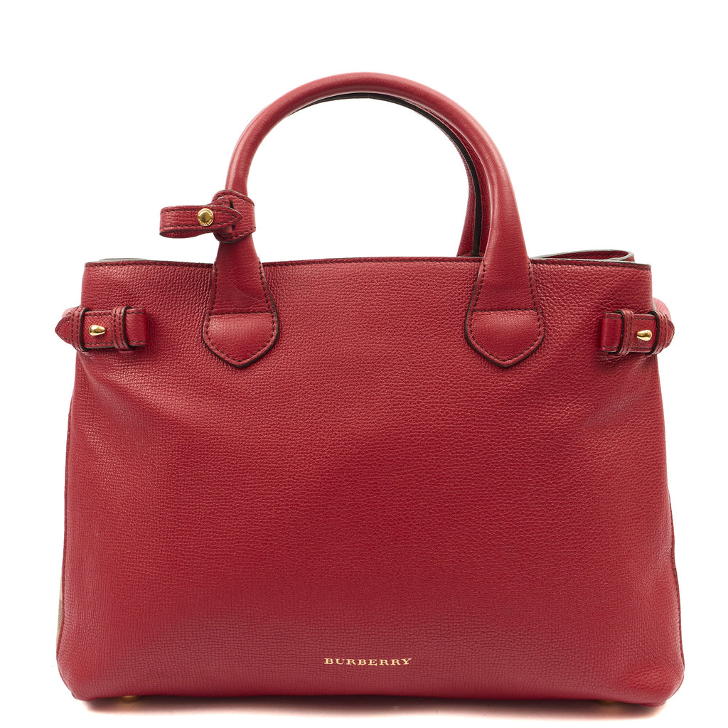 Burberry Tote Banner - Small in Red, Leather