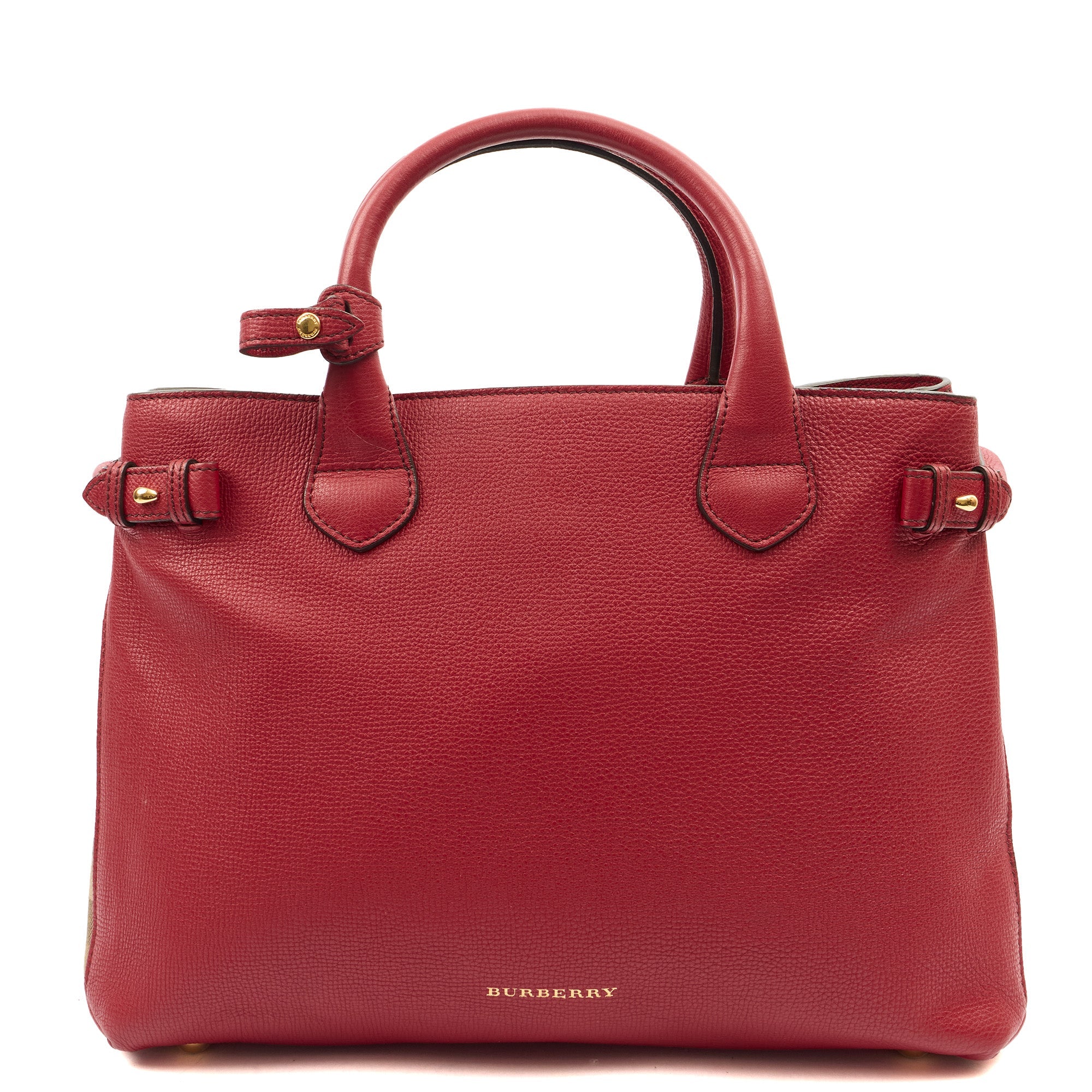 Burberry Tote Banner - Small in Red, Leather