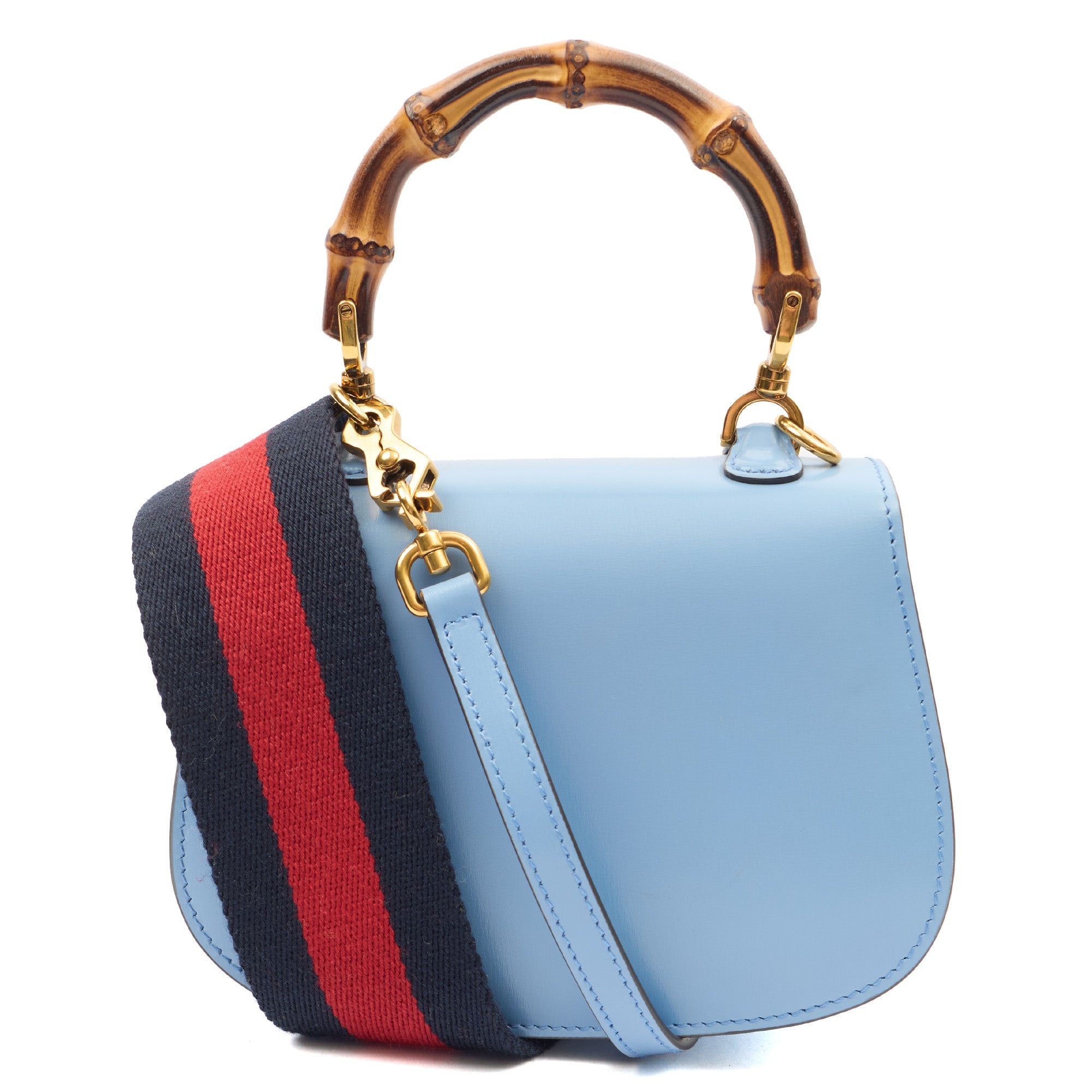 Gucci Top Handle Bamboo Top Handle in Blue, Patent Leather