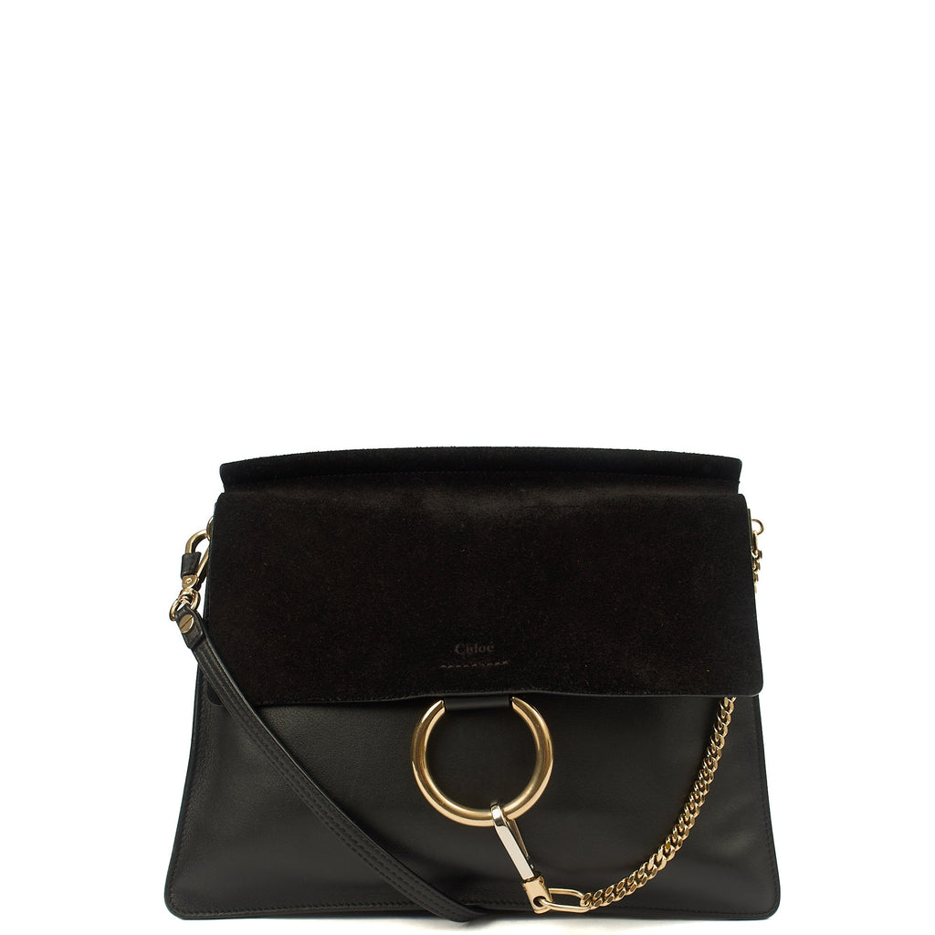 Chloe Shoulder Bag Faye - Medium in Black, Leather