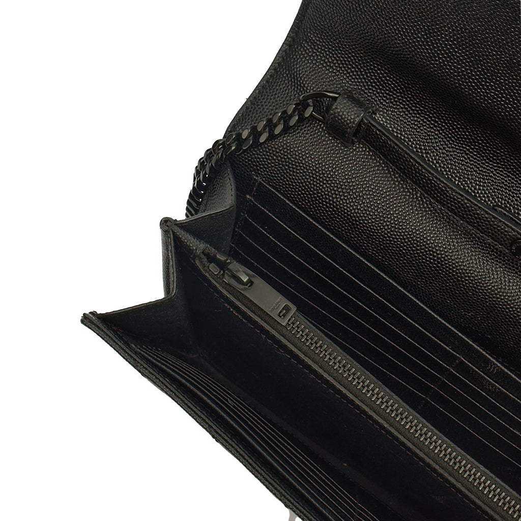 Saint Laurent Cross Body Envelope Chain Wallet in Black, Leather