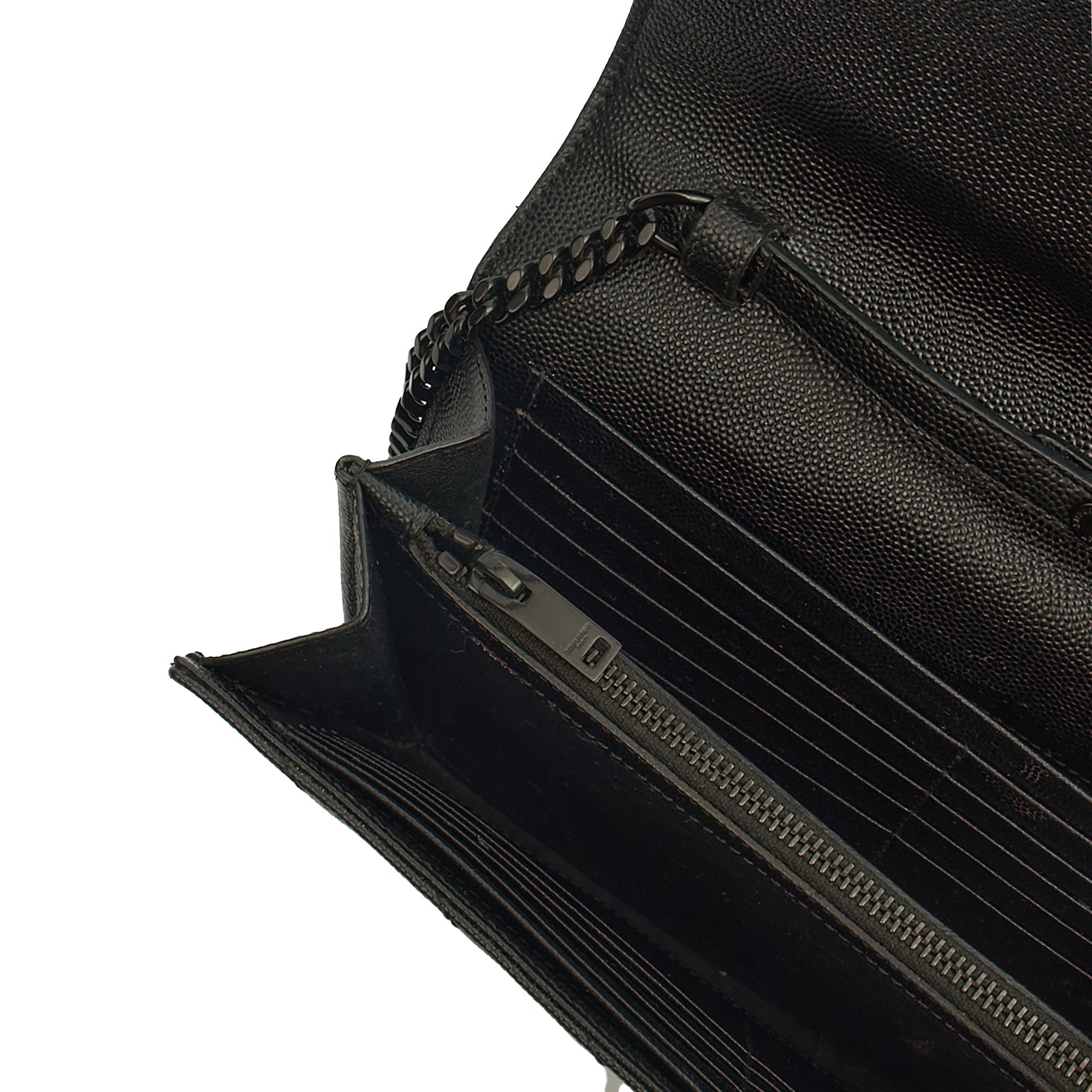 Saint Laurent Cross Body Envelope Chain Wallet in Black, Leather