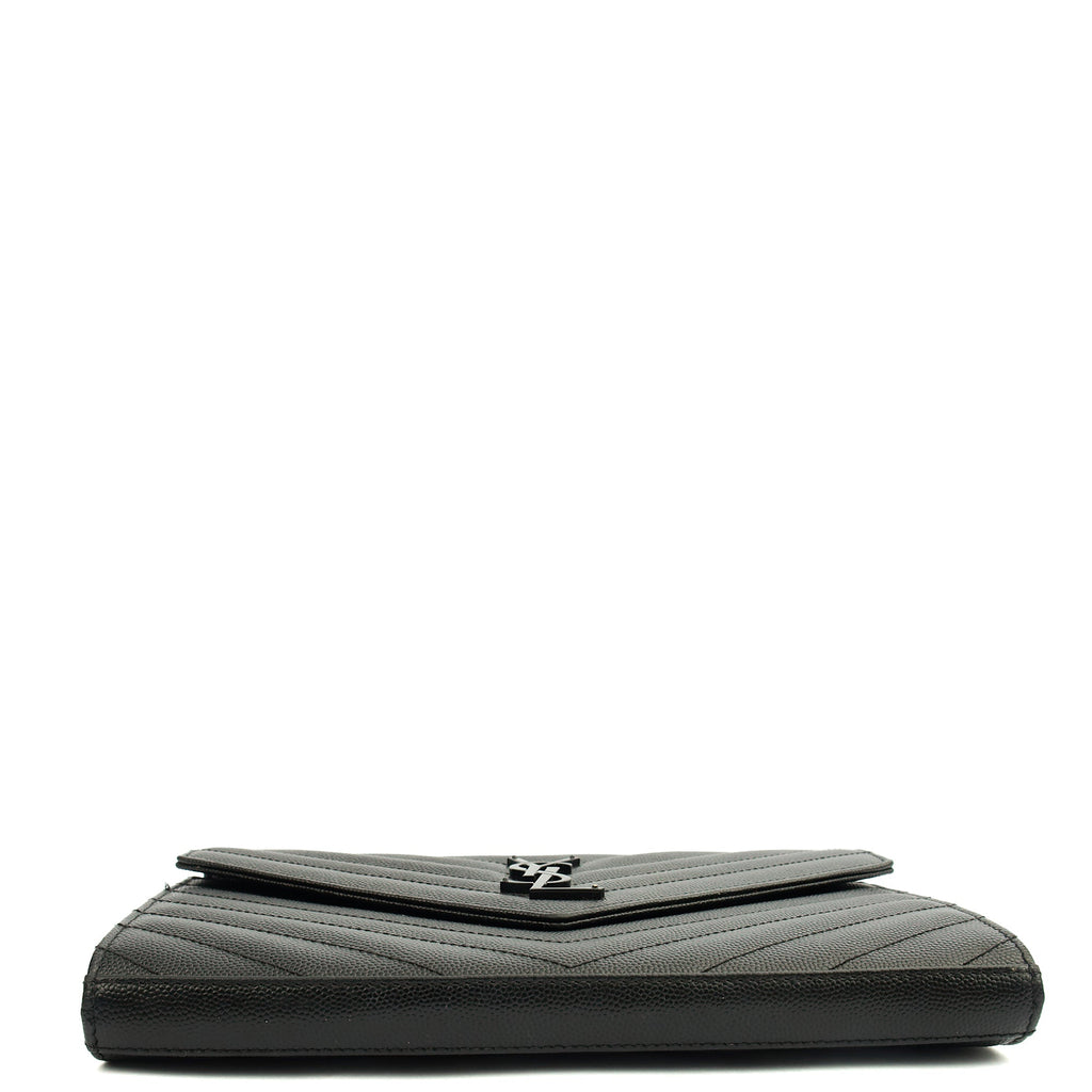 Saint Laurent Cross Body Envelope Chain Wallet in Black, Leather
