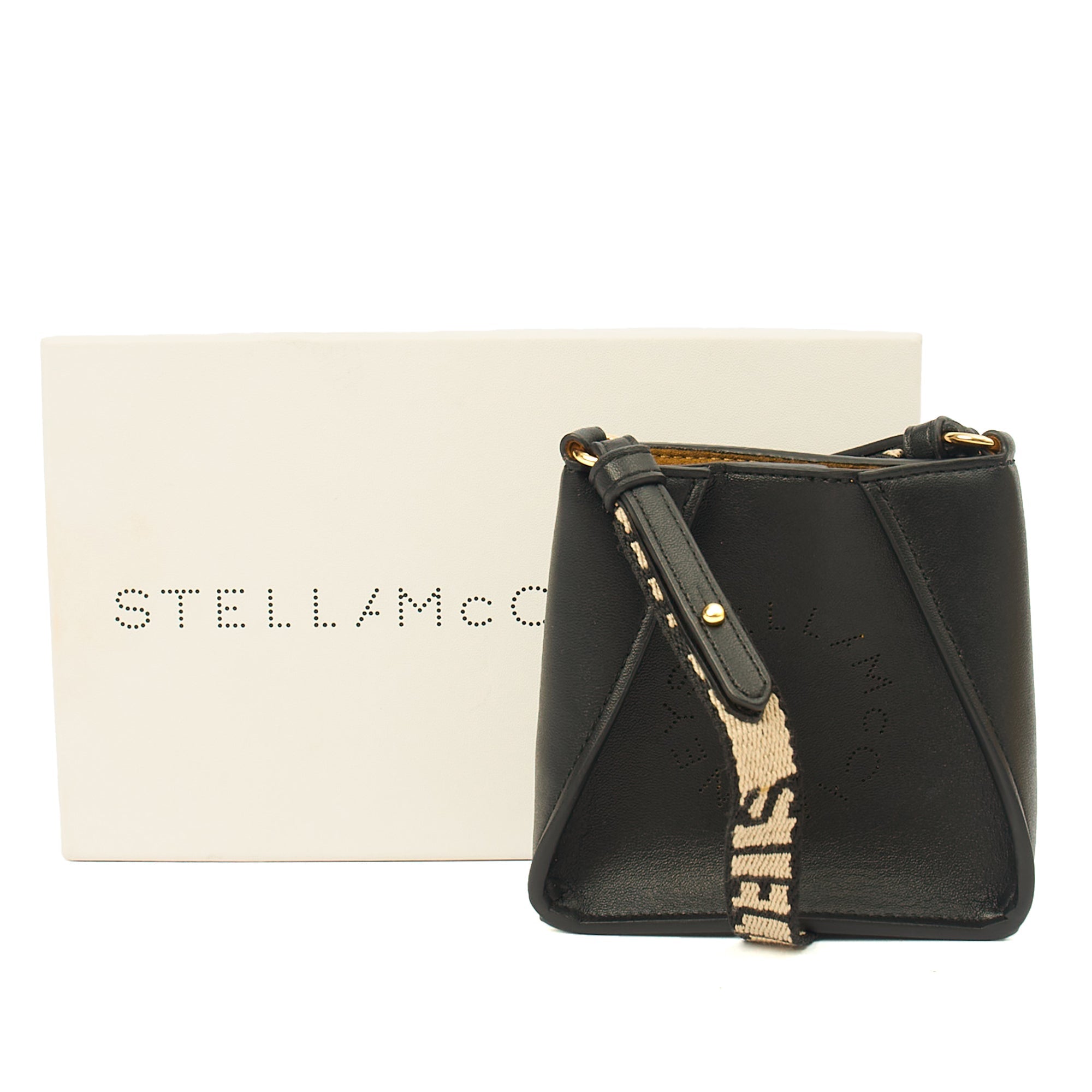 Stella McCartney Cross Body Logo Crossbody - Mini in Black, Vegan Leather