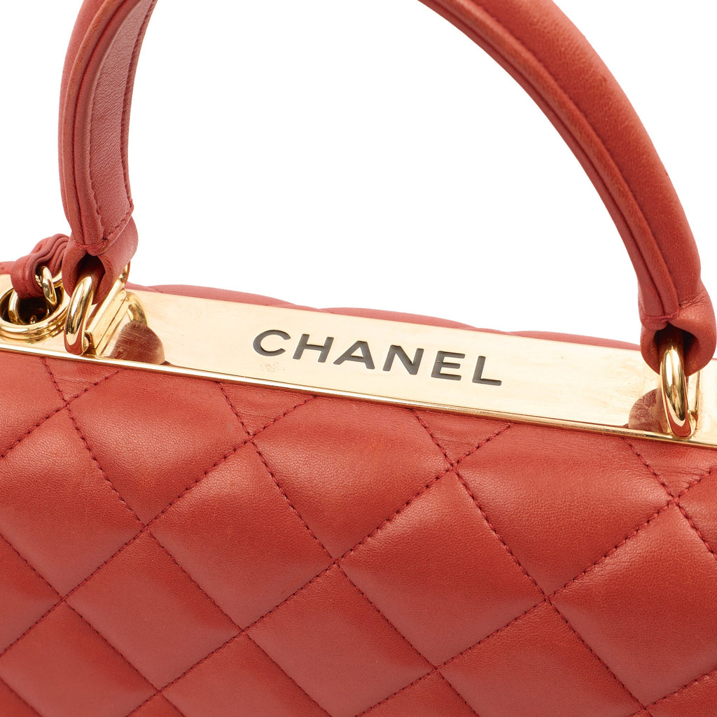 Chanel Top Handle Trendy CC in Red, Lambskin Leather