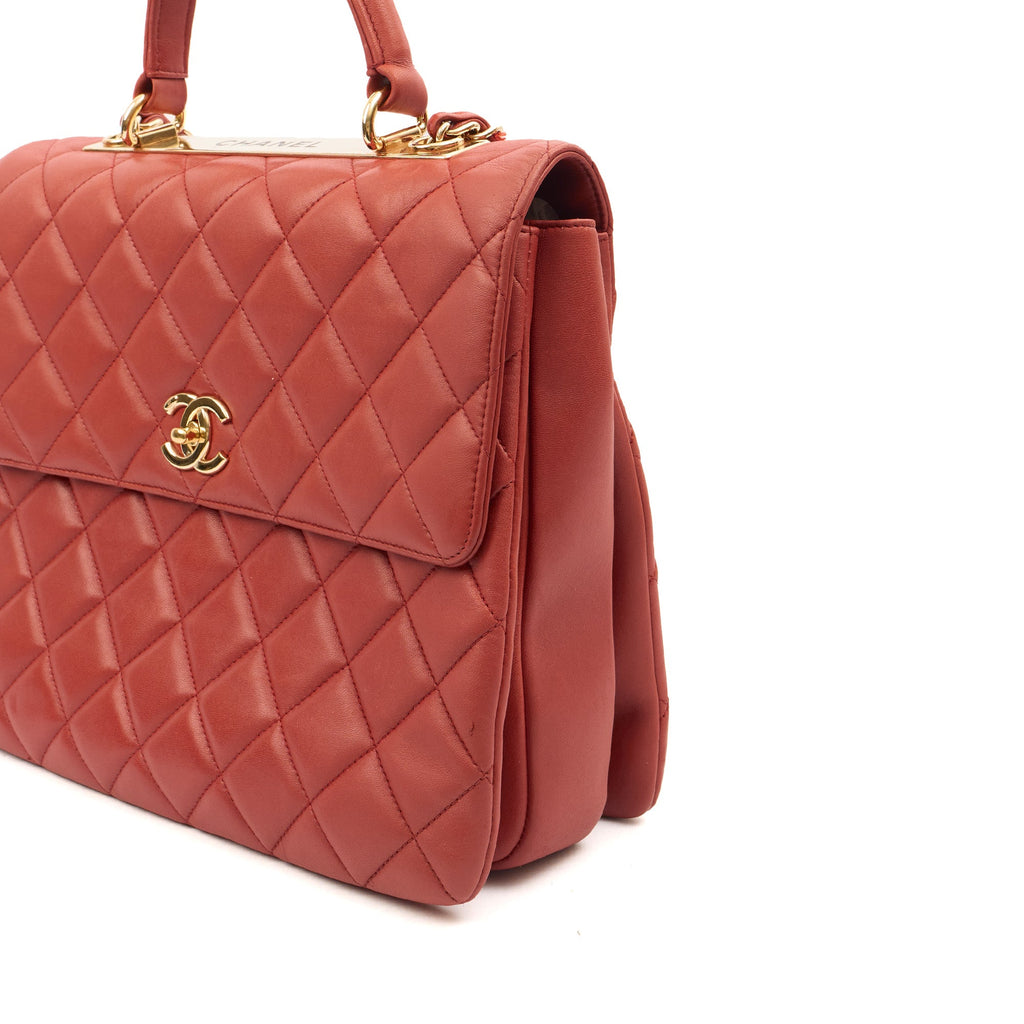 Chanel Top Handle Trendy CC in Red, Lambskin Leather