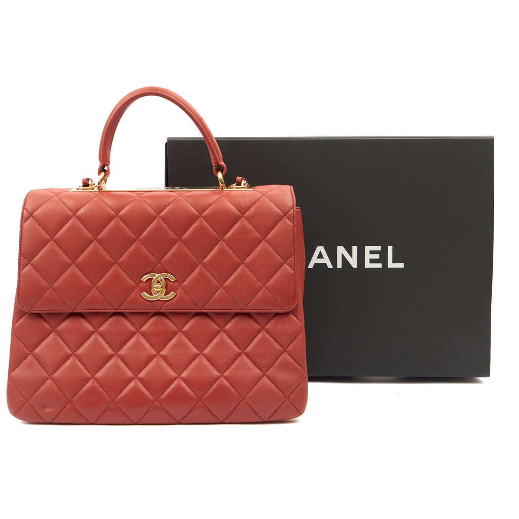 Chanel Top Handle Trendy CC in Red, Lambskin Leather