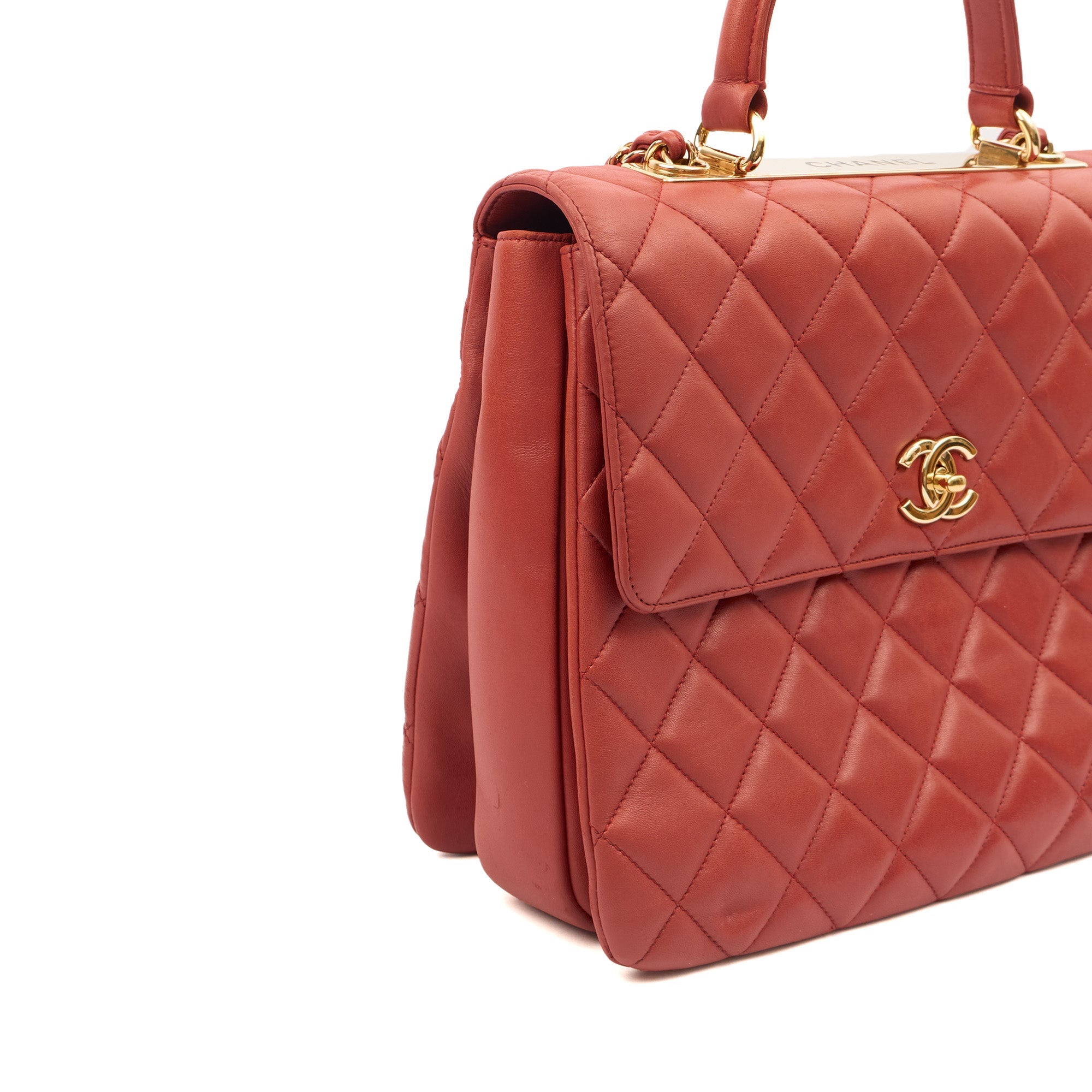 Chanel Top Handle Trendy CC in Red, Lambskin Leather