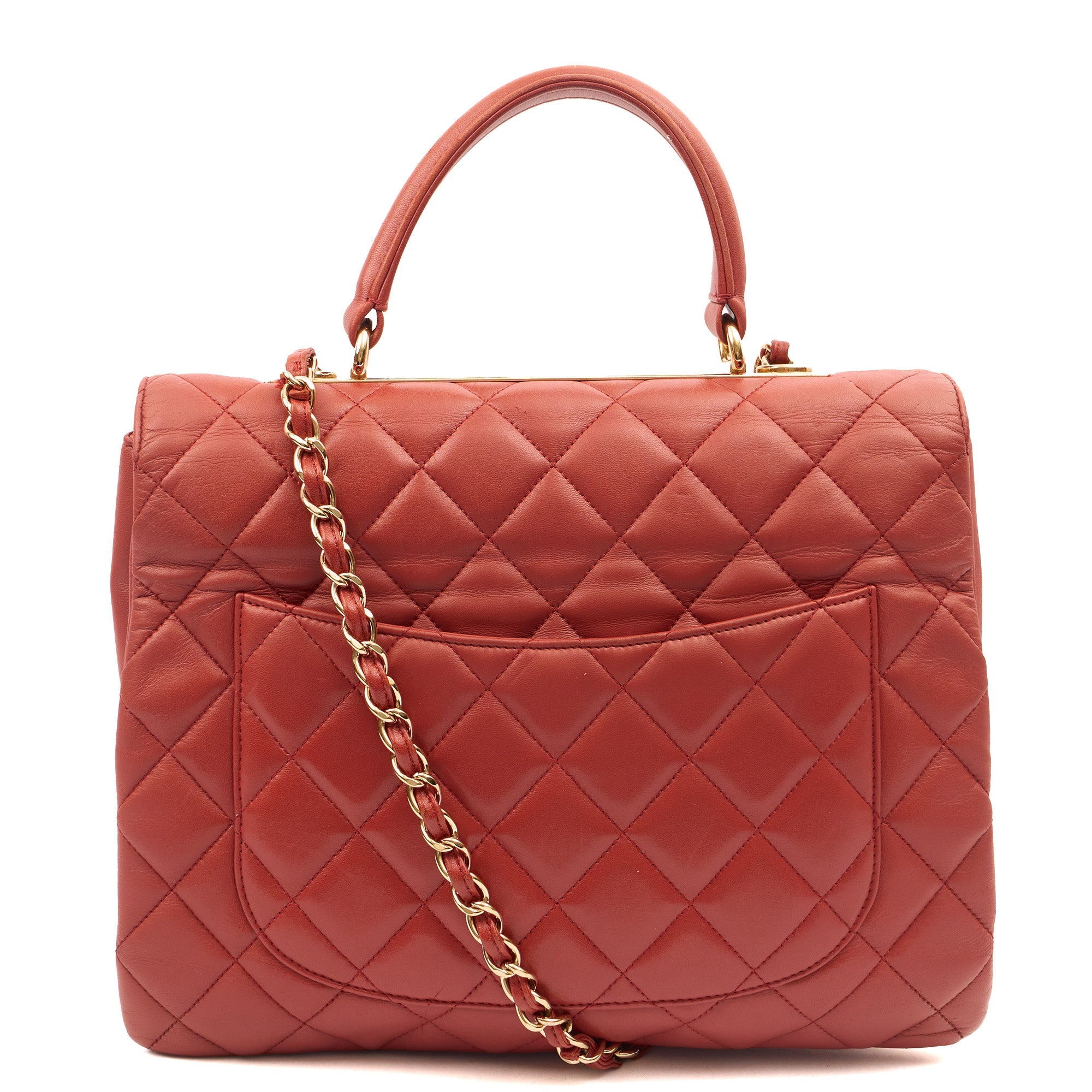 Chanel Top Handle Trendy CC in Red, Lambskin Leather