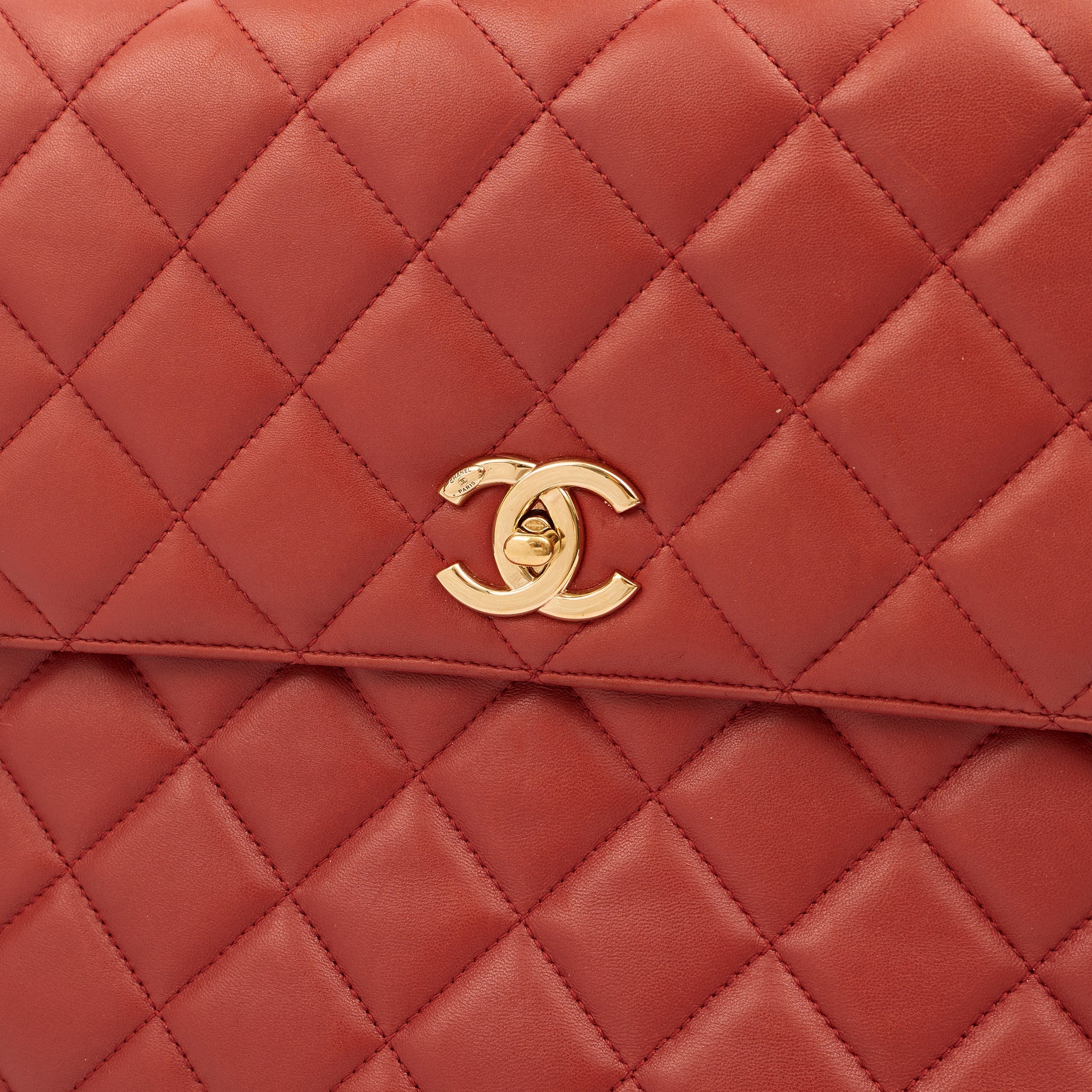 Chanel Top Handle Trendy CC in Red, Lambskin Leather