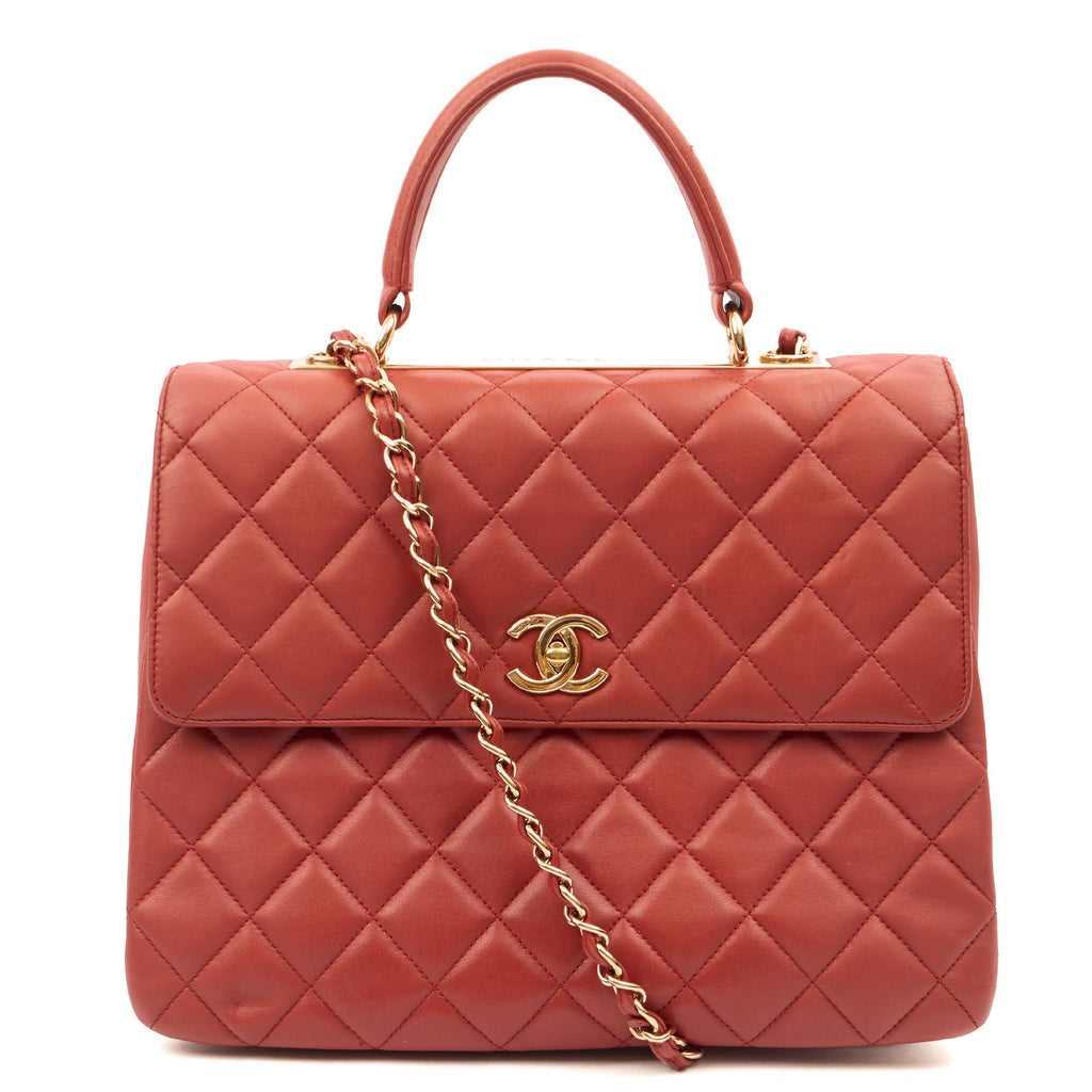 Chanel Top Handle Trendy CC in Red, Lambskin Leather