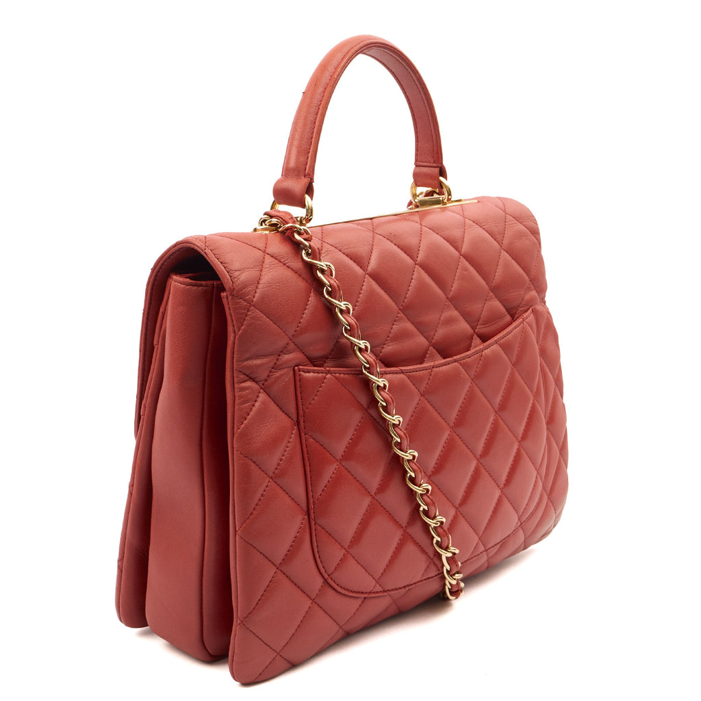Chanel Top Handle Trendy CC in Red, Lambskin Leather