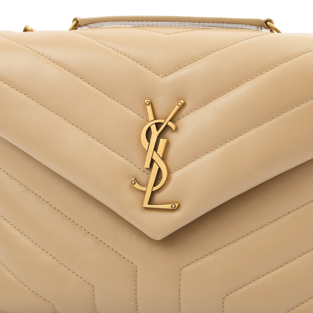 Saint Laurent Shoulder Bag Lou Lou - Small in Neutral, Calfskin Leather