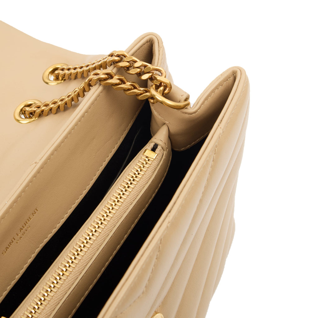 Saint Laurent Shoulder Bag Lou Lou - Small in Neutral, Calfskin Leather