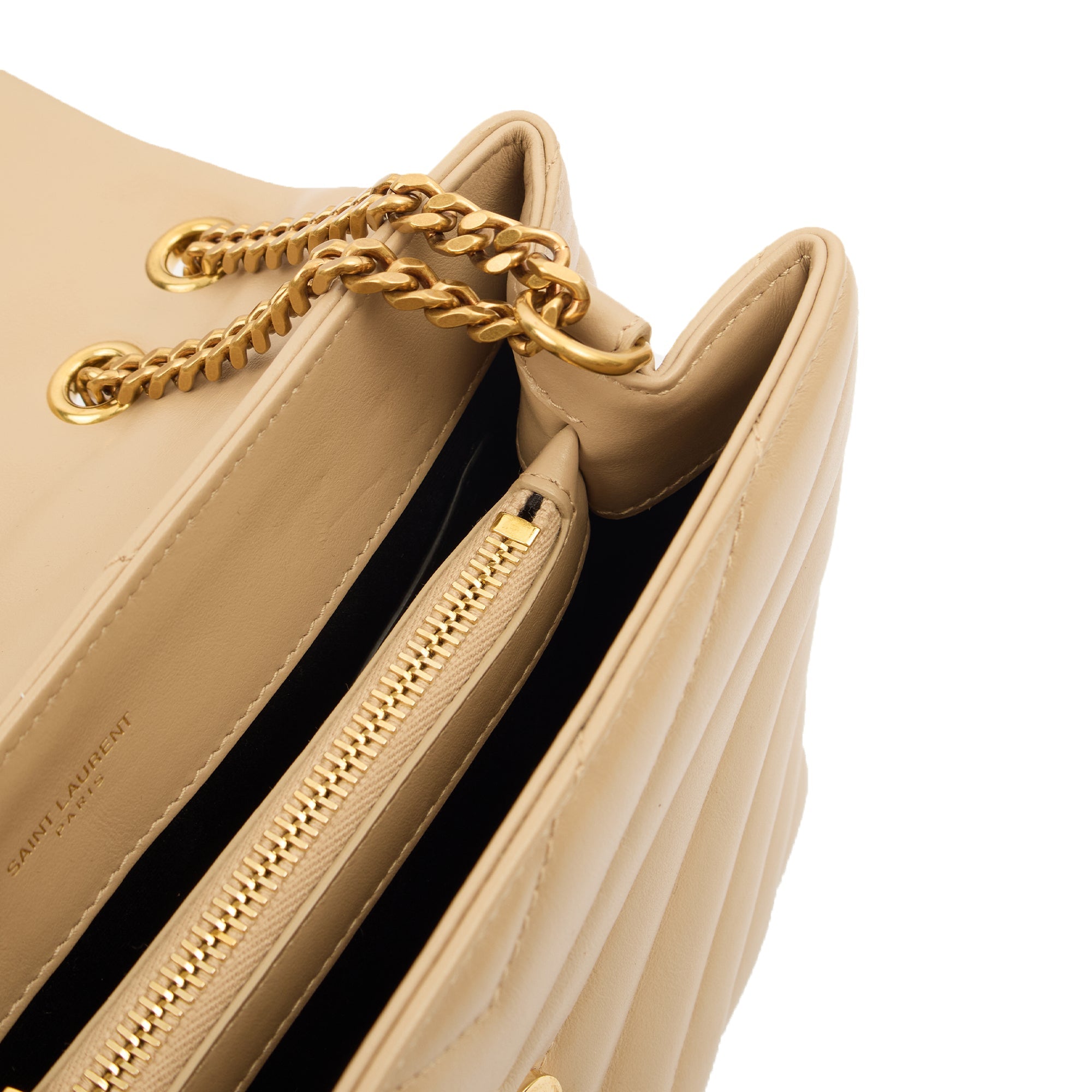 Saint Laurent Shoulder Bag Lou Lou - Small in Neutral, Calfskin Leather