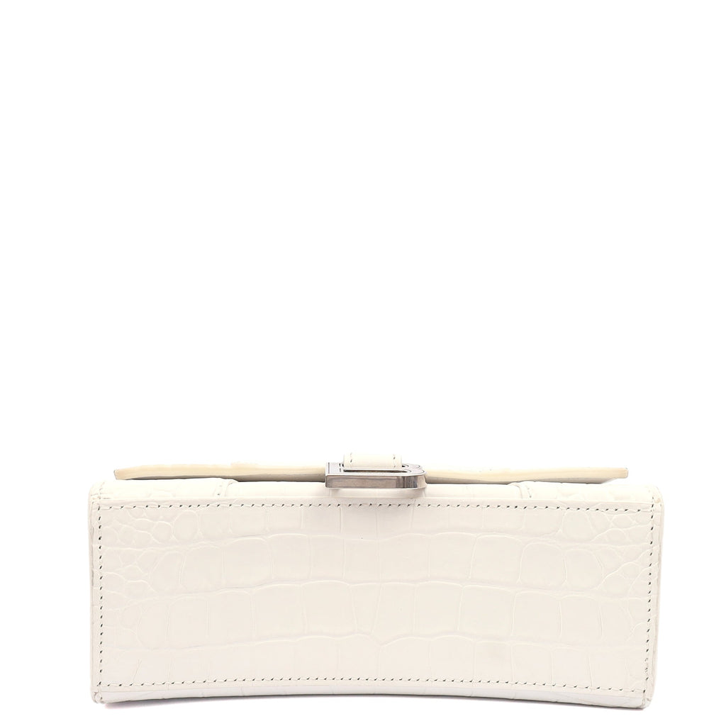 Balenciaga Mini Bag Hourglass Top Handle Small in White, Exotic Effect Leather