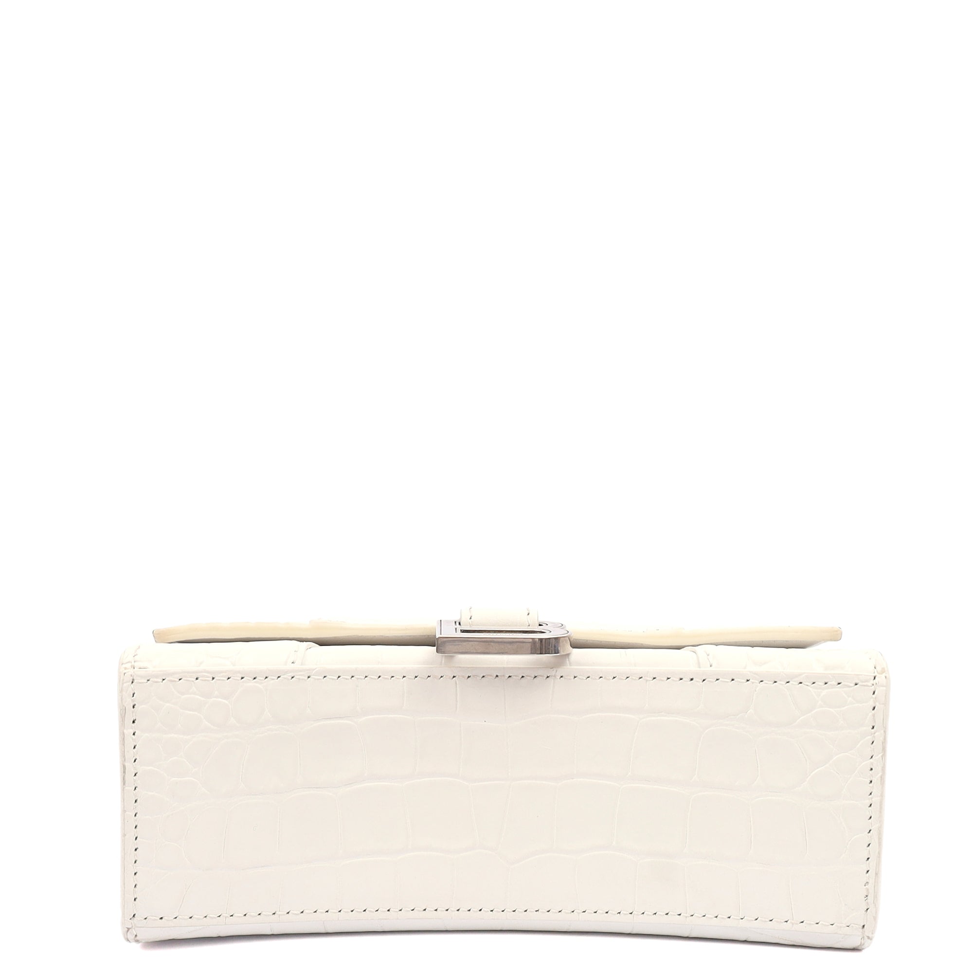 Balenciaga Mini Bag Hourglass Top Handle Small in White, Exotic Effect Leather