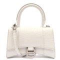 Balenciaga Mini Bag Hourglass Top Handle Small in White, Exotic Effect Leather