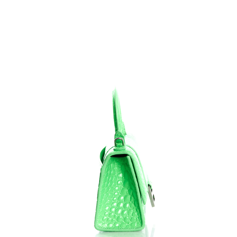 Balenciaga Top Handle Hourglass XS in Tempete, Exotic Effect Leather