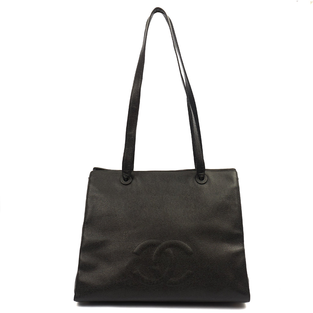 Chanel Tote Vintage Tote in Black, Caviar Leather