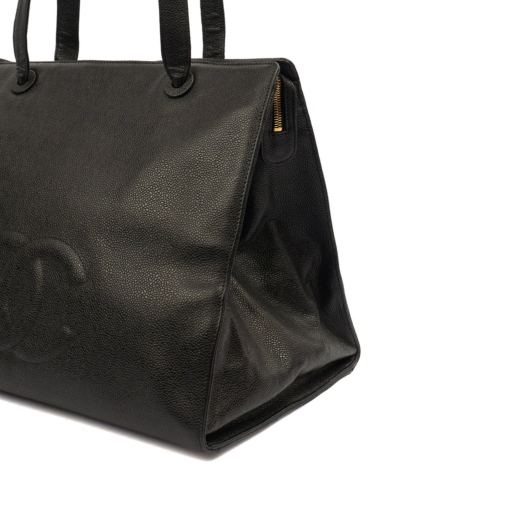 Chanel Tote Vintage Tote in Black, Caviar Leather