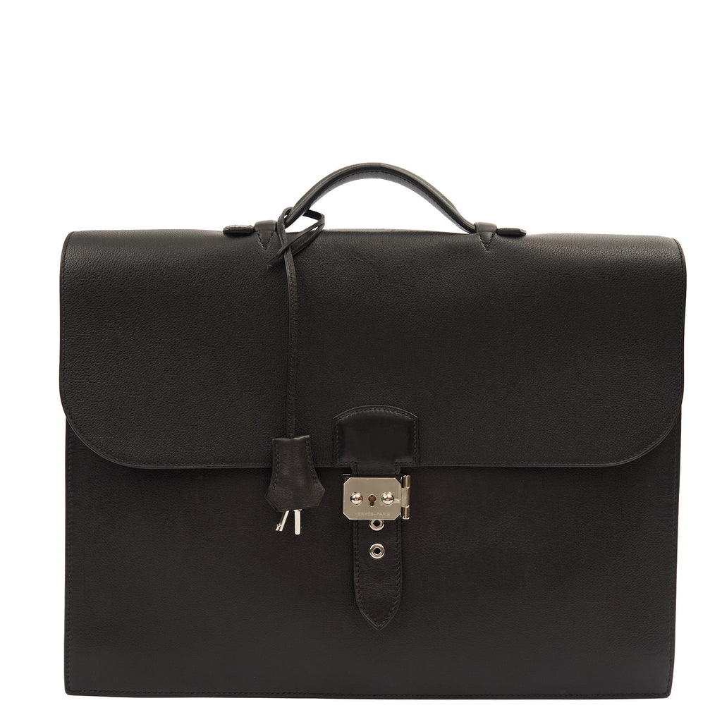 Hermes Tote Sac a Depeches Briefcase in Black, Evercolour