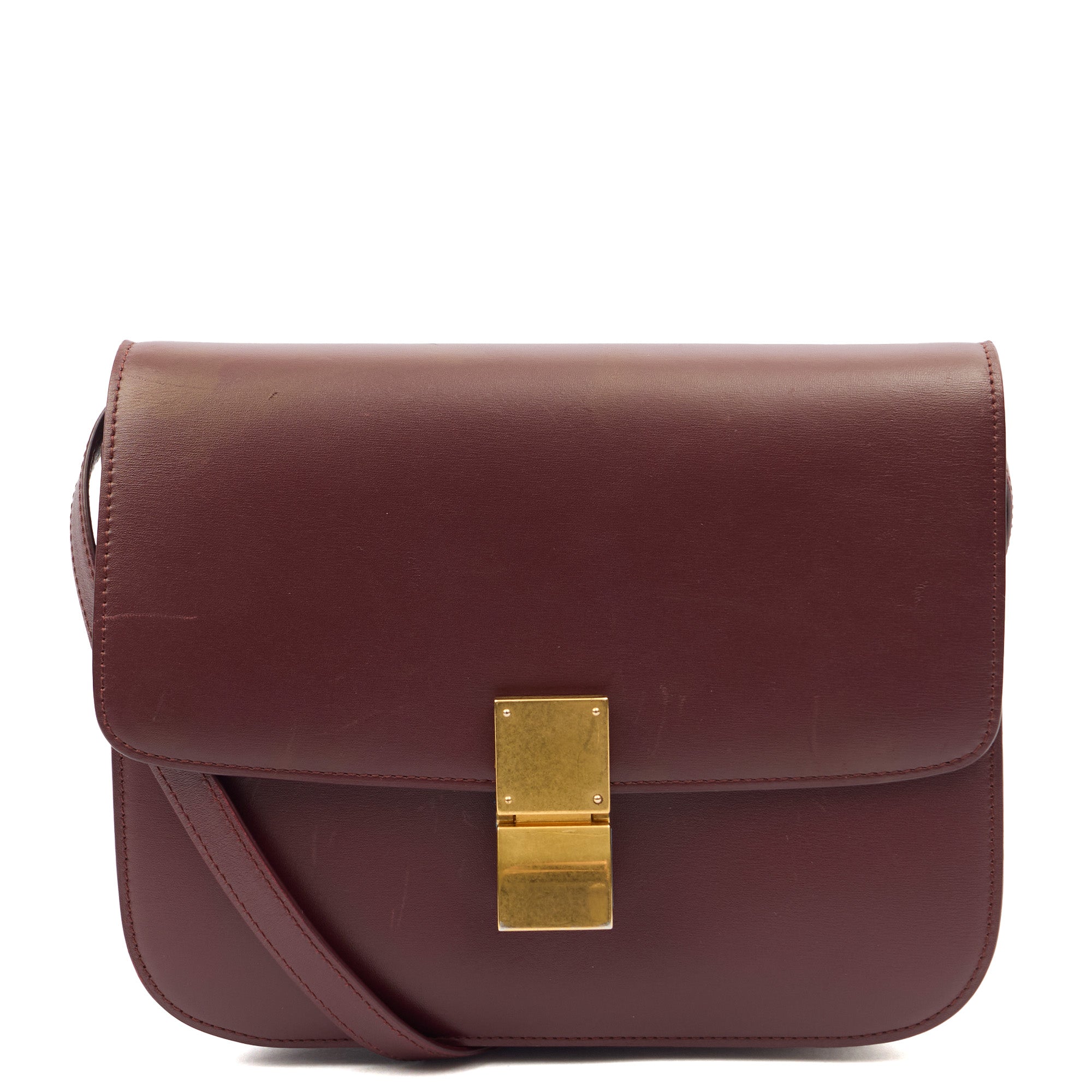 Celine Shoulder Bag Box Bag - Teen in Red, Leather
